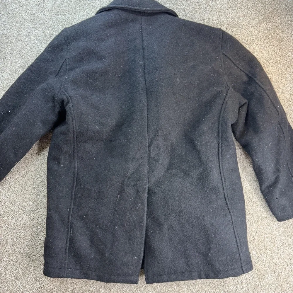 Vintage Sportsman's Guide Coat Mens 44 Black Wool Pea Lined USA Workwear Winter